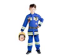 Ciao- Sam le Pompier Nouvel Uniforme costume déguisement garçon original (Taille 3-4 ans) avec masque, Bleu
