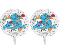 Ciao Schtroumpfs Ballon Foil Ballloon Mylar Rond (46cm, 18'') Original Smurfs, Bleu clair, Blanc 24065 (Lot de 2)