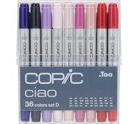 Ciao Set « 36 Colors D », 36 Pièces Dans Un Présentoir En Acrylique, Twin Marker Avec Une Pointe De Largeur Moyenne Et Une Pointe Brush.[G617]