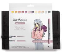 Ciao Set De 12 Marqueurs À Encre À Alcool Permanente Double Pointe, Pointe Pinceau Ultra Souple Et Large Biseautée, Rechargeable - Set Manga Sorcière + Trousse De Rangement[Z3388]