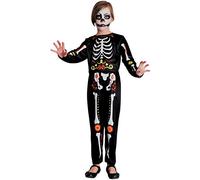 Ciao- Skeleton Boy Squelette Dia de los Muertos costume déguisement garçon (Taille 8-10 ans), Noir