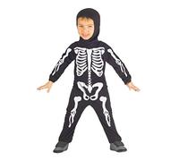 Ciao- Skeleton Squelette costume déguisement combinaison garçon (Taille 3-4 ans), Noir