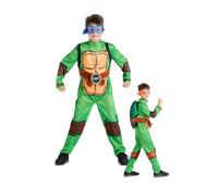 Ciao - Tortue Ninja Turtle costume déguisement garçon original TMNT Teenage Mutant Ninja Turtles (Taille 7-9 ans) avec coque rembourrée et masques interchangeables, Vert