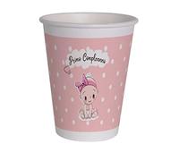 Ciao - Verres en papier compostables premier anniversaire (250 ml), 8 pièces, rose, 34769