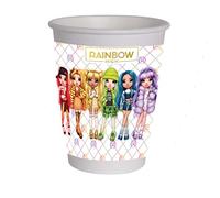 Ciao - Verres en papier compostables Rainbow High (200 ml), 8 pièces, multicolore, 24071