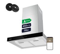 CIARRA A+++ Hotte aspirante 60cm 650 m³/h Hotte murale WIFI +APP & Touch Control Boost VMS6102