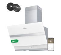 Ciarra ASW6736N Hotte Inclinée 60cm A+++ 650 m³/h - Commande Tactile et Wi-Fi - 4 Vitesses & Boost - Filtre à Charbon CBCF003 Inclus - Blanche
