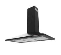 CIARRA CAB9201A-VC Hotte Aspirante 90cm 370 m³/h - Classe A - Evacuation et Recyclage - Filtre au Chabon NON INCLUS - 3 Vitesses - Eclairage LED - Hotte Murale - Noir