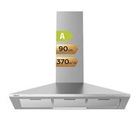 CIARRA CAS9201A Hotte Aspirante 90 cm Classe A - 370m³/h - Recyclage ou Evacuation - Cheminée Extensible - Hotte Noire - Acier Inoxydable