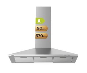 CIARRA CAS9201A Hotte Aspirante 90 cm 370m³/h - Recyclage ou Evacuation - Cheminée Extensible - Hotte Noire - Acier Inoxydable