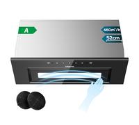 CIARRA CBCB5931B Hotte Aspirante Encastrée 52cm - Contrôle Gestuel & Tactile - 460 m³/h - 3 Vitesses - Hotte Intégrée Noire avec Filtre à Charbon CBCF055 - Évacuation/Recyclage - Classe A
