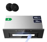 CIARRA CBCB5931B Hotte Aspirante Encastrée 52cm -Contrôle Gestuel & Tactile 469 m³/h - 3 Vitesses - Hotte Intégrée Noire avec Filtre à Charbon CBCF055 - Évacuation/Recyclage.