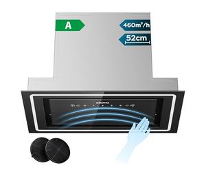 CIARRA CBCB5931C Hotte Aspirante Intégrée 52 cm 460m³/h, Hotte de cuisine Encastrable avec Contrôle Gestuel, Filtre à Charbon Inclus, Hotte Mince à Installer Sous Meuble Haut