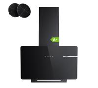 CIARRA CBCB6765B Hotte murale inclinée, verre noir, éclairage LED et débit 580 m³/h - 60 cm