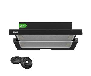 CIARRA CBCB6906D Hotte Tiroir 60cm 370m³/h - Hotte Aspirante Integrée-2 Vitesses - Éclairage LED - Evacuation ou Recyclage - Filtres Charbon Inclus - Noir