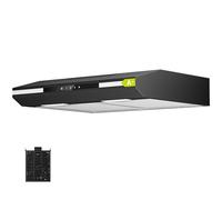 CIARRA CBCB6921 Hotte Aspirante Sous Meuble 60cm Noir | Commande Tactile, 3 Vitesses, Éclairage LED, Filtre à Charbon CBCF011 Inclus, Mode Évacuation ou Recyclage, Design Slim.