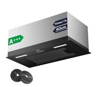Ciarra CBCB6926A Hotte Aspirante Encastrable 60 cm 704 m³/h | Hotte Compacte Encastrée Noir avec Filtre à Charbon CBCF003, Évacuation & Recyclage -3 Vitesses,60dB - Luminosité LED.