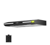 CIARRA CBCB90921 Hotte aspirante 90 cm Sous Meuble - Noire | 320 m³/h -3 Vitesses,Commande Tactile, Évacuation&Recyclage, Filtre à Charbon CBCF011 Inclus, Lumière d’Ambiance Chaleureuse