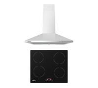 CIARRA CBCS6201 Hotte Aspirante 60cm 370m³/h Classe A++ et Plaque de Cuisson à Induction - 4 Foyer 6000W CABBIH4-A