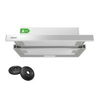 CIARRA CBCS6906D Hotte Tiroir Téléscopique 60cm - Classe A++ - 370m³/h - 2 Vitesses - Éclairage LED - Recyclage ou Evacuation - Filtres Charbon Inclus - Argent