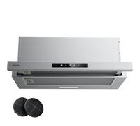 CIARRA CBCS6909A Hotte Encastrable 60cm 606 m³/h Hotte Plate Intégrée | 3 Vitesses avec Filtre à Charbon CBCF055, mode recyclage ou évacuation - Commande Tactile, Inox
