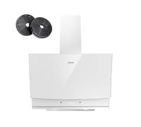CIARRA CBCW6736A Hotte aspirante 60 cm Recyclage 650 m³/h avec commande gestuelle SensorTouch Commande et application murale Sans tête Filtre à charbon actif Blanc Verre