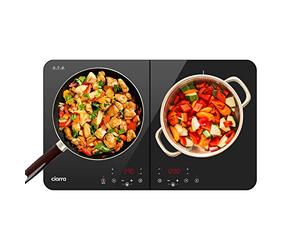CIARRA CBTIH2 Tables de Cuisson 2 Feux 3500W - Plaque à Induction Portable - 2Foyers - 9 Niveaux de Puissance - Commande Tactile - Minuterie avec Verrouillage Enfants - Noir