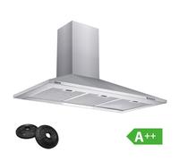 CIARRA Hotte Aspirante 90cm A++ 370 m³/h 3 Vitesses Evacuation & Recyclage avec 2pcs Filtre à charbon INOX