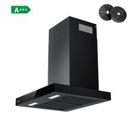 CIARRA Hotte aspirante à recirculation 60 cm, commande tactile Wi-Fi et application, 650 m³/h, fixation murale, 4 vitesses avec booster, filtres en aluminium noir, classe énergétique A+++
