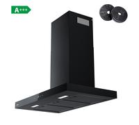 CIARRA Hotte aspirante à recirculation 90 cm, commande tactile Wi-Fi et application, 650 m³/h, fixation murale, 4 vitesses avec booster, filtres en aluminium noir, classe énergétique A+++