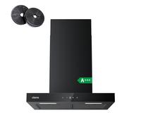 CIARRA Hotte aspirante à recirculation, commande tactile Wi-Fi et app, 650 m³/h, fixation murale, 4 vitesses avec booster, filtres en aluminium noir 60 cm