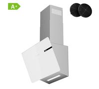 CIARRA Hotte aspirante inclinée 60 cm, commande tactile, 580 m³/h, verre et acier inoxydable, avec installation en mode évacuation ou recyclage en option