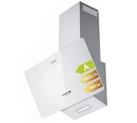 CIARRA Hotte Aspirante Inclineé 60cm 350 m³/h avec éclairage LED Hotte de Cusine Silencieuse Recyclage ou Evacuation Hotte Décorative Blanc CAW6750