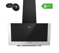 CIARRA Hotte Aspirante Inclinée 60cm - 370m³/h avec 2pcs Filtres à charbon Classe A++ - 3 Vitesses - Evacuation & Recyclage - NOIR