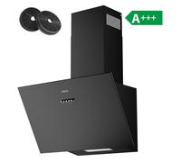 CIARRA Hotte Aspirante Inclinée 60cm 650m3/h avec Filtre au charbon Recyclage ou Evacuation Noir