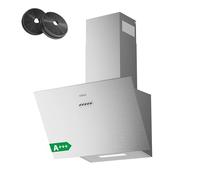 Ciarra Hotte Aspirante Inclinée 60cm - Classe A+++ - 650m³/h - Hotte de Cuisine 3 Vitesses - Filtres à Charbon Inclus - Evacuation ou Recyclage - Inox - CBCS6762A