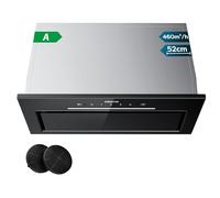 CIARRA Hotte aspirante intégrée de 52 cm, ventilateur extracteur de cuisine intégré avec contrôle des vagues, lumière LED, filtre à charbon, options de recirculation et de conduit, hotte de cuisine