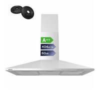 CIARRA CBCS9201 Hotte Aspirante 90 cm - Filtres à Charbon INCLUS - Classe A++ - 370m³/h - Recyclage ou Evacuation - Cheminée Extensible - Inox