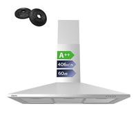 CIARRA CBCS9201 Hotte Aspirante 90 cm - Filtres à Charbon INCLUS - Classe A++ - 370m³/h - Recyclage ou Evacuation - Cheminée Extensible - Inox