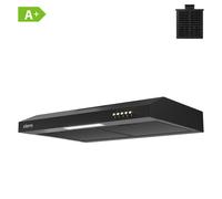 CIARRA Hotte aspirante Slimline 60 cm pour montage sur armoire - Boîtier noir, conception compacte, double option de ventilation, commande à boutons-poussoirs