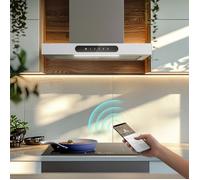 CIARRA Hotte Connectée 60cm Panneau Tactile Flash 650m3/h 4 Vitesses Booster 2pcs Filtre Charbon Classé A+++ Verre Blanc et Inox