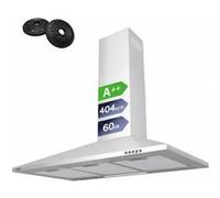 CIARRA Hotte de cuisine 90cm - 370 m³/h - Evacuation ou Recyclage - 3 Vitesses nergique Décorative Murale - Inox Inox G