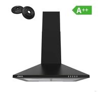 CIARRA Hotte Décorative 60cm 370m³/h 2pcs Filtre à charbon Recyclage ou Evacuation Extracteur de Cuisine Noir