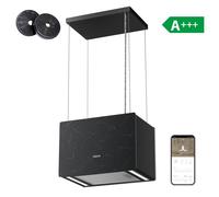 Ciarra Hotte Ilot Tactile APP Controle A+++ 700m3/h Booster Eclairage Reglable Hotte à Recyclage Noir CD4850GB