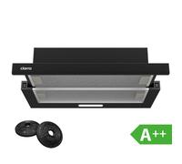CIARRA Hotte Téléscopique 60cm Classe A++ 370m3/h 2pcs Filtre Actif Hotte Tiroir Intégrée Noir