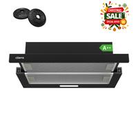 CIARRA Hotte télescopique sous armoire 60 cm, puissance 370 m³/h, noir, classe énergétique A++