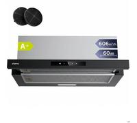 CIARRA Hotte Tioir 60cm 606 m3/h Recyclage ou Evacuation inclus 2pcs Filtre Actif Hotte Noir Tactile CD6909AB