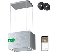 CIARRA Pinnacle Série A+++ 700m³/h Ivory Mist Marmor Hotte îlot Hotte aspirante suspendue WiFi App Touch VM4850W