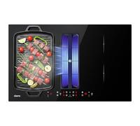 Ciarra Plaque Induction avec Hotte Intégrée 4 Feux 60cm CombiZone | 7000W, 522m³/h, Plasma Anti-Odeurs, Boost, 9 Niveaux, 4 Vitesses, Sécurité Enfant, Évacuation ou Recyclage