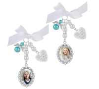CIATBYYJ Lot de 2 pendentifs mémoriaux vintage ovales pour photo - Pendentif mémorial - Bouquet de mariée - Pendentif photo pour fête de mariage - Anniversaire
